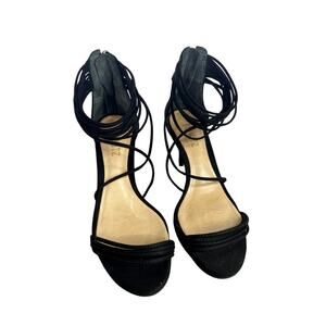 Schutz Women's Violita Starppy Suede Sandal Black round toe 8